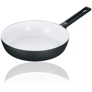 Berndes Schmorpfanne Starter b.nature, hoher Rand mit nachhaltiger Beschichtung aus Quarz, induktionsgeeignet, kratzfest, 28 cm, White