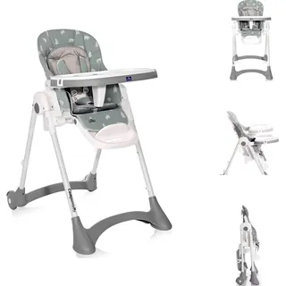 Lorelli Kinderhochstuhl Campanella klappbar Rollen einstellbare Höhe Lehne Gurte blau/Bär - Blau