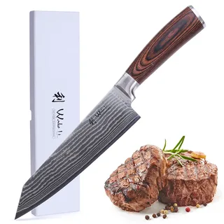 Wakoli EDIB Kiritsuke Damastmesser 20 cm Pakkaholzgriff
