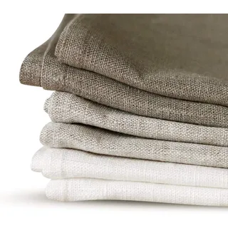 Varvara Home 6 Geschirrtücher aus Leinen | Geschirrhandtücher Leinen | Küchentücher Küchenhandtücher 100% Leinen | Leinentuch Küche (6-er Pack Weiss & Natur)