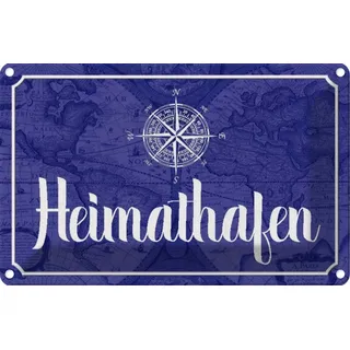 vianmo Blechschild 30x20cm Heimathafen Kompass Anker Deko Geschenk