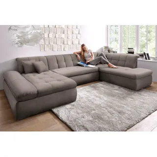 DOMO collection Wohnlandschaft Chenille U-Form 3-Sitzer Grau