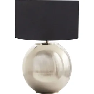 BELIANI Tischlampe Silber und Schwarz Baumwolle Stoffschirm Eisen Sockel Modernes Design Tischleuchte Wohnaccessoires Wohnzimmer - Schwarz