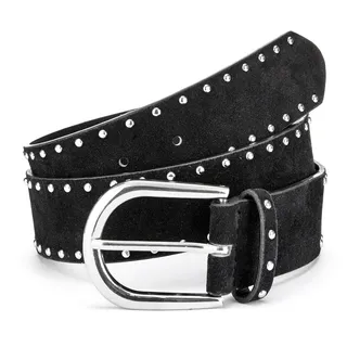LASCANA Hüftgürtel "Nietengürtel, Anzuggürtel, Gürtel, Jeansgürtel, Hosengürtel" in Veloursleder-Optik mit kleinen Nieten für Jeans & Hosen, schwarz