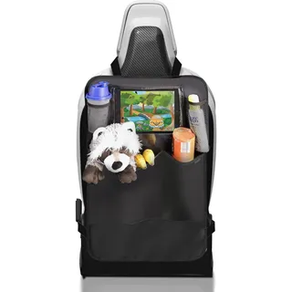 MyHappyRide Rückenlehnenschutz (1 Stück), Große Taschen und iPad-/Tablet-Fach, Auto Rücksitz-Organizer für Kinder, Autositz-Schoner wasserdicht, Kick-Matten-Schutz in universeller Passform