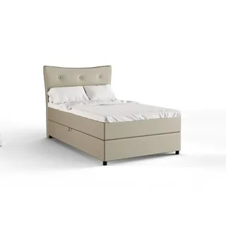 panda möbel Boxspringbett, 120cm x 200cm, Grau, mit Bettkasten, Matratze und Topper, Einzelbett, NEVADA, Panda Möbel - Grau