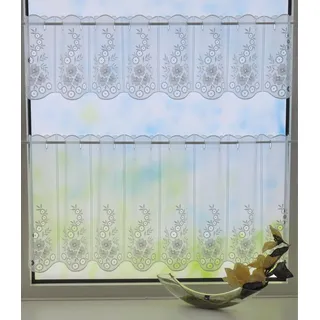 Scheibengardine STICKEREIEN PLAUEN "Kreise" Gr. 1, weiß, B:95cm H:30cm, Voile, Polyester, Gardinen, Scheibengardine