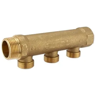 Ntm Messing-Verteiler 1''IG x 1''AG - 3 Abgänge Eurokonus 3/4''AG