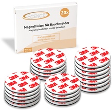 ECENCE Rauchmelder Magnethalter 20 Stück selbstklebende Magnethalterung für Rauchmelder Ø 50mm schnelle & sichere Montage ohne Bohren und Schrauben für alle Feuermelder und Rauchwarnmelder