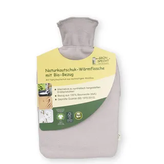 Grünspecht Naturprodukte GRÜNSPECHT Naturkautschuk-Wärmflasche mit Bio-Bezug aus 100% Baumwolle, GOTS, groß, Bettflasche für Erwachsene (645-00)