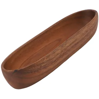 Nikou Salatschüssel aus Holz, große Kapazität, Bootsform, Schüssel für Lebensmittel, Brot, Obst, Snacks, Dert, 30 x 8,5 x 4,5 cm, Mehrzweck-Servierschale aus Holz