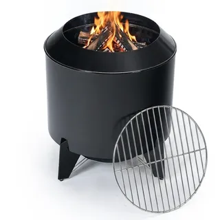 Relaxdays Feuerschale Schwarz 2-in-1 Grillrost , Metall , 52x45.5x52 cm , Gartenmöbel, Balkonmöbel