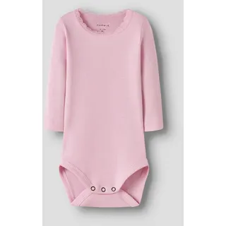 Langarmbody NAME IT "NBFKAB LS BODY NOOS", Mädchen, Gr. 50, N-Gr, sweet dreams detail:melange, Jersey, Obermaterial: 57% Baumwolle, 38% Modal, 5% Elasthan, meliert, unifarben, normal, Rundhals, Bodys Langarmbody