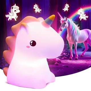Einhorn Geschenke für Mädchen,16 Farben 2 Helligkeit Nachtlicht Kinder Einhorn Lamp,Weiches Silikon Unicorn Spielzeug,Farbwechsel Unicorn Spielzeug Baby Geschenk Mädchen,Kawaii Deko Kinderzimmer Deko