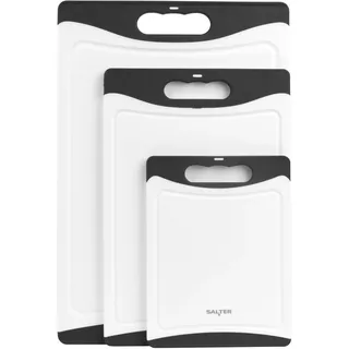 Salter 3-teiliges Schneidebrett-Set aus Kunststoff - Set mit 3 Schneidebrettern auf beiden Seiten, rutschfest, leicht zu reinigen, spülmaschinenfest, Lebensmittelzubereitung, klein, mittel und groß