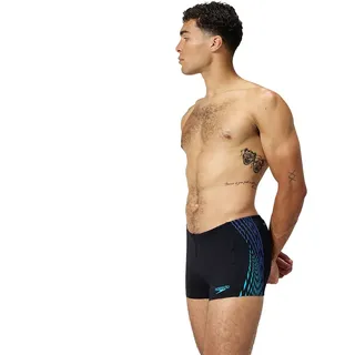 Speedo Tech Panel Badehose Boxer - Black / Cobalt Pop - UK 32