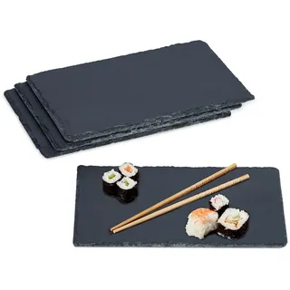 Relaxdays Serviergeschirr, 4x Schieferplatte, (4 x)