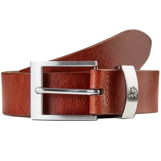 Ledergürtel LERROS "Gürtel mit Metallelementen", Herren, Gr. 90, braun (cognac), Leder, Gürtel Ledergürtel