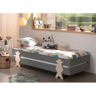 Vipack Stapelbett , Grau , Holz , Kiefer , 90x200 cm , Schlafzimmer, Betten, Gästebetten