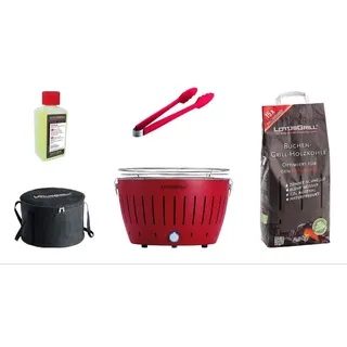 LotusGrill Starter-Set Classic Grill Feuerrot mit USB-Anschluß