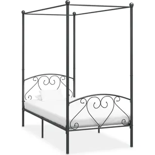 The Living Store Himmelbett-Gestell Grau Metall 100 x 200 cm - Grau