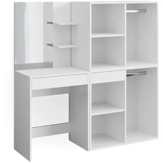 Vicco Schminktisch Isabelle, 140 cm mit Schränken, Weiß - Weiß