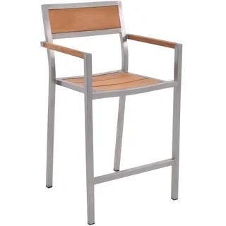 Teako Design Barhocker Teakholz & Edelstahl - Wetterfest, Massivholz, 110x59x59 cm, Premium Outdoor-Hocker - Schwarz