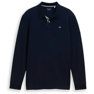 Tom Tailor Basic Contrast Langarm-polo Sky Captain Blue S