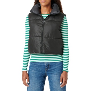 ONLY Damen Kurze Puffer Weste Wattierte Stepp Übergangsjacke Cropped Basic ohne Ärmel ONLRICKY, Farben:Schwarz,Größe Damen:M