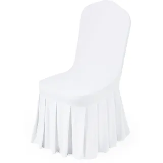 VEVOR Stuhlhussen Stuhlbezug mit flacher Vorderseite 30 Stk. waschbarer Stuhlüberzug aus Polyester-Spandex für Hochzeitsfeiern Esszimmerbankette, passend für Stühle (51 x 45 x 95 cm) Weiß
