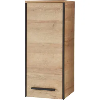 Saphir Hängeschrank »Quickset 395 Wand-Badschrank 30 cm breit mit 1 Tür und 2 Einlegeböden«, Badezimmer-Hängeschrank inkl. Türdämpfer, Griffe in Schwarz, braun