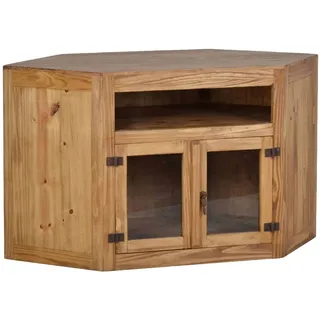 Mexico TV Eckkommode Glas, Massivholz Pinie  Mexiko Möbel Mexikanisch