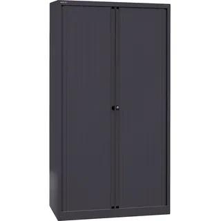 BISLEY Rollladenschrank EuroTambour, 4 Fachböden, 5 OH, Metall, 5633 Rollladen/Korpus Schwarz, 43 x 100 x 198 cm