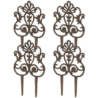 Dehner Beeteinfassung Taube nostalgisch, 4 Stück, je ca. 35 x 21.5 x 1 cm, Gusseisen, edelrostfarben