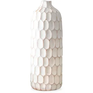 Torre & Tagus Vase aus Kunstharz, geschnitzt Hohe Flaschenvase One Size weiß