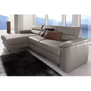 sit&more Ecksofa »Ascara L-Form« inklusive Boxspring/Federkern-Polsterung, wahlweise mit Bettfunktion, grau