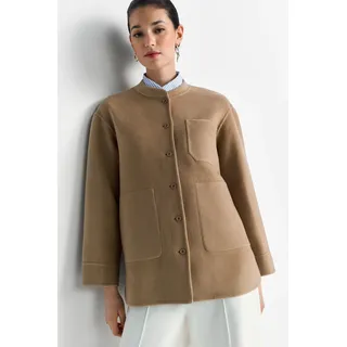 Hemdjacke RICHROYAL, Damen, Gr. 38, cinnamon, Web, Obermaterial: 70% Wolle, 30% Polyester, oversize normal, Jacken Hemdjacke, Overshirt, Stehkragen