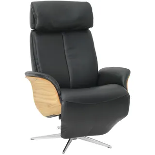 Welnova Relaxsessel , Schwarz , Holz , Echtleder , Semi-Anilinleder , Eiche , Schichtholz , 82x110-119x87 cm , Fußauswahl, Relaxfunktion, Netzbetrieb, in verschiedenen Holzarten erhältlich, Sitzfläche 360° drehbar, Stoff-/Lederauswahl , Wohnzimmer, Sessel, Ledersessel