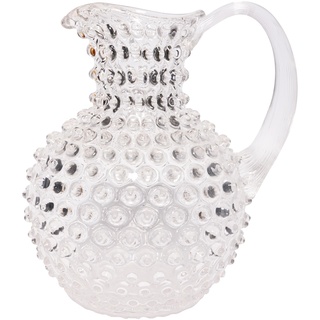 CHEHOMA - Glaskaraffe mit Diamantspitzen-Dekor und breitem Henkel - Transparent und Robust verarbeitet - 2 Liter Wasserkrug oder Tischvase - Höhe: 23 cm - Stilvolle Tischkultur & Deko-Accessoire