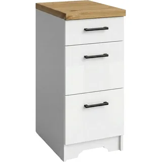Unterschrank HOME AFFAIRE "Meliss", weiß, honig, B:40cm H:88cm T:60cm, Massivholz, Schränke, Unterschrank, aus massiver Kiefer, Breite 40 cm, Soft-Close-Funktion