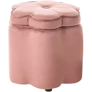Beliani Kinderhocker mit Stauraum Samtstoff Rosa Blume Flower , Pink, Schwarz , Textil , Sechseckig , 40x38x40 cm , Babymöbel & Kindermöbel, Babyzimmer, Kindersessel & Kindertische