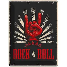 Blechschild 30x40 cm - Rock & Roll Musik
