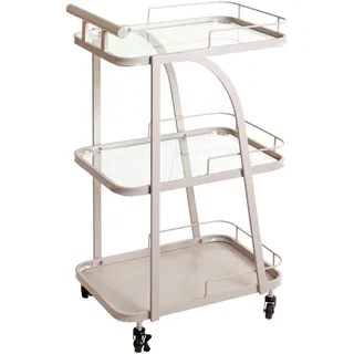 Servierwagen , Hellgrau , Metall, Glas , rechteckig , eckig , 45x79x35 cm , einfacher Aufbau , Esszimmer, Barmöbel, Barwagen