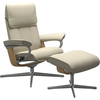 Stressless Relaxsessel "Admiral" Set, Relaxsessel inkl. Hocker, mit Cross Base, Größe M & L, Holzakzent Eiche, cream batick