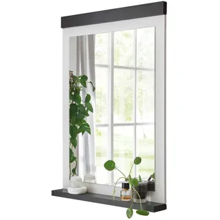 Furn.Design Garderobenspiegel weiß Pinie, anthrazit Landhaus, Wandspiegel mit Ablage , Weiß, Anthrazit , Holzwerkstoff , 66x95x10 cm , FSC 100% , Spiegel, Wandspiegel