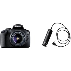 Canon EOS 2000D Spiegelreflexkamera - mit Objektiv EF-S 18-55 F3.5-5.6 III (24,1 MP, DIGIC 4+, 7,5 cm (3.0 Zoll) LCD, Display, Full-HD, WiFi, APS-C CMOS-Sensor), schwarz & RS-60 E3 Kabelfernauslöser