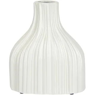 Blumenvase aus Keramik geriffelt bauchig Flaschenform geribbte glänzende Keramikvase Vase Dekoration Dekovase für Blumen Pampasgras Trockenblumen Zweige Kunstblumen Tischdeko