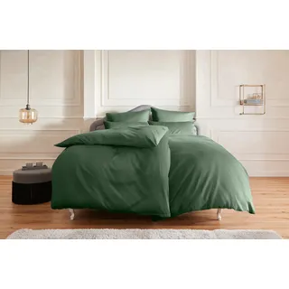 Bettwäsche OTTO HOME "Mila in 135x200, 155x220 oder 200x200 cm", grün (dunkelgrün), B/L: 155cm x 220cm, 1 Stk., 1 Stk., Mako-Satin, B/L: 80cm x 80cm, 2, Mako-Satin, Obermaterial: 100% Baumwolle, Bettwäsche, Bettwäsche, Mako-Satin, Bettwäsche aus Baumwolle, unifarbene Bettwäsche