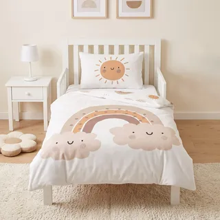 MTOnlinehandel Kinderbettwäsche Biber/Flanell · Baby-Bettwäsche weich & kuschelig · Reißverschluss · Bettbezug 100x135 + Kissenbezug 40x60 cm (Rainbow)