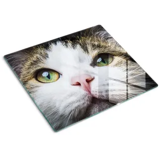 Tulup Glasplatte 60x52 cm Grüne Katzenaugen , Glas , 60x52 cm , Küchenzubehör, Schneidebretter